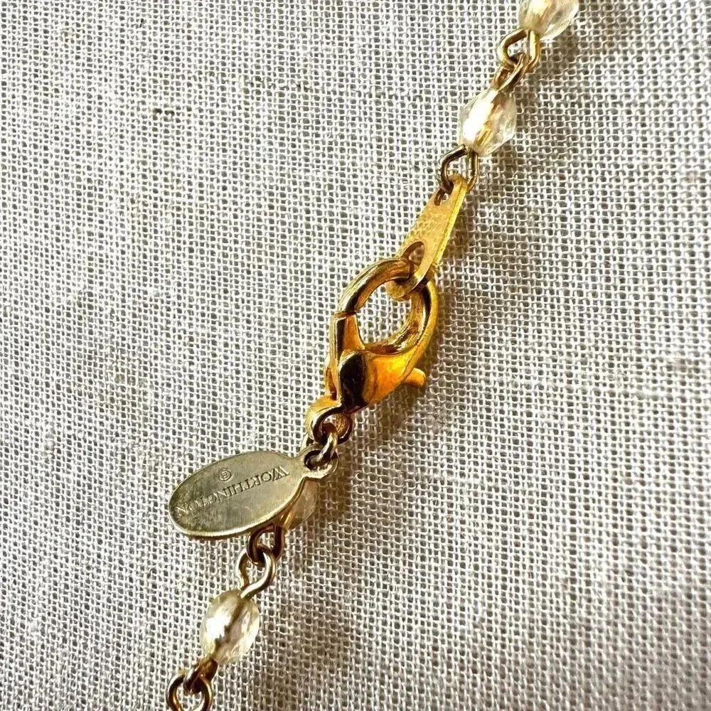 Worthington beaded  gold tone cross necklace